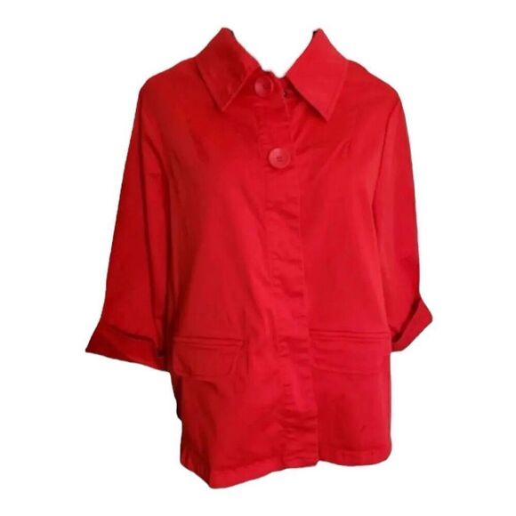 Live A Little Women Jacket Size 1x Snap-Closure 3/4-Sleeve Strech Flap-Pocket - Picture 1 of 11